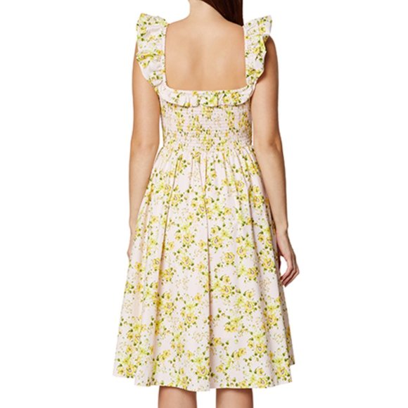 NWT BCBG GENERATION Flutter Sleeve Smocked English Rose Midi Dress - Size 4 - Picture 2 of 3